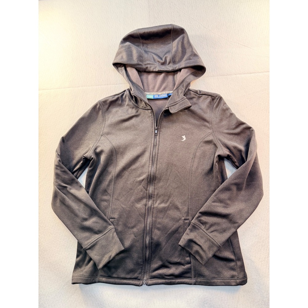 Reel Legends Womens M Charcoal Gray Full Zip Fleece Lined Performance Hoodie